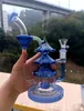 Bang en verre en forme d'arbre de Noël bleu Narguilé Délicat Dab Rig avec percolateur de pneu Brûleur à mazout Pipe à fumer