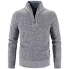 Men's Sweaters Winter Thick Knitted Sweater Men Pullovers Solid Color Zipper Mock Neck Slim Fit Knit Causal Man