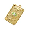 Gold Square Fatima Hand Evil Eye Charm Pendant for Jewelry Making