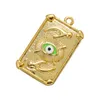 Gold Square Fatima Hand Mal Eye Charme Pingente para Jóias