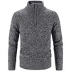 Men's Sweaters Winter Thick Knitted Sweater Men Pullovers Solid Color Zipper Mock Neck Slim Fit Knit Causal Man