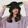 Women Lamb Wool Bucket Hat Winter Sheep Ear Plush Panama Caps for Girl Warm Faux Fur Soft Female Fisherman Sun Hats GC1807