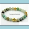 Charm armband ny design sommararmband grossist naturliga Amazonite Stone P￤rlor God och Sier Buddha Energy Party Gift Drop Deliv Dhfav