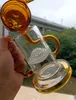 Yellow Thick Glass Bong Hookahs with Honeycomb Filters Perc Small Bent Tube Dab Rig Water Pipe for Smoking