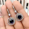 S3330 bijoux fantaisie boucles d'oreilles pendantes pour femmes boucles d'oreilles Zircon bleu géométrique de luxe léger