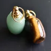 Anhänger Halsketten Großhandel 2 teile/los Natürliche Grüne Aventurin Flaschen Anhänger Gold Farbe Ringe Cklaces frauen Mode Schmuck