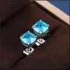 Stud Crystal Earrings Green Cubic Zircon Diamond Stud For Women Valentines Gift Fashion Jewelry Drop Delivery Dhzuy