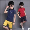 Baby Big Kids Polo Shirt Tops Fashion Dots Boy Summer Clothing Set T Shirt Pants Baby Boys Clothes Set 315 år 210226259Z6140054