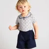 Kl￤der s￤tter baby pojke barn boutique bomull kort ￤rmskjorta shorts kostymer spansk f￶delsedagsfest f￶r p￥sk eid l1608