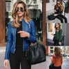 Kvinnors läderfaux långärmad PU Biker Jacka Kvinna Autumn Winter Jackets Coat Casual Short Dxkippor beskurna för kvinnor Streetwear Yttrekläder 221117