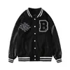 Herrenjacken Pu American School Leder genähte Jacke Tweed Baseballanzug High Street Oversize Loose Varsity Herren