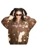 여성용 후드 여성 S Y2K 대형 패션 Zip Up Tie-Dye 인쇄 후 까마귀 스웨트 셔츠 긴 슬리브 E-Girl 90S 후드 재킷