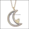 Collane con ciondolo Stella di cristallo Luna Collana con medaglione galleggiante Catene d'oro Apribile Aperto Memoria vivente Ciondolo Gioielli di moda fai da te per Dhbey