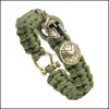 Charm Armbänder Outdoor Survival Core Line Armband Retro Römischer Helm Schild Charm Armbänder Armreif Manschette Für Männer Mode Hip Hop Je Dh9R7