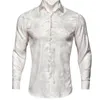 Camisas de vestir para hombres Barry.Wang Luxury White Paisley Silk Men Flower Casual Flower For Diseñador Fit By-0059