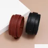 Bangle Black Pu Bangle Cuff Pin Buckle Verstelbare Mtilayer Wrap Bracelet Pols For Men Women Fashion Sieraden Drop levering Bracele DHO63