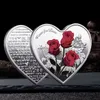 Hjärtformad Rose Valentine's Day Gift Metal Commemorative Coins 52 Languages ​​I Love You Medal Challenge Coin Crafts