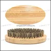 Brushes Boar Bristle Hair Beard Brush Hard Round Wood Handle Antistatic Comb Hairdressing Tool For Men Trim Drop Delivery Home Garde Dhr4E