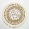 Mandala redondo tapetes boho algod￣o Testas de mandala Placemats de c￭rculo lav￡vel ￠ prova de calor para mesa de jantar de cozinha RRA622