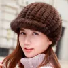 Berets Lantafe Woman Hat Mink Cap Winter Keep Warm Ear Protection Natural Fur Weaving Craft Outdoor Cold