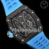 YS YSF53-01 MENS Watch Real Tourbillon Ręka Ręka Pablo Mac Donough TPT Fibre Fibre Dial Dial Blue Nylon Pasp 2022 V3 Super Edition Sport Eternity Watches