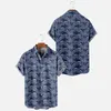 Hommes Chemises Décontractées Hommes Bleu Baleine Imprimé Hawaïen D'été À Manches Courtes Boutonné Chemise De Plage Pour Homme Mâle Coupe Ample Streetwear Hommes