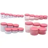 Lege verpakking plastic fles cosmetisch helder roze en witte pot roze hoes 50 g 80 g 100 g 120 g 150 g 200g 250 g draagbare hervulbare verpakkingscontainer