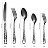 Dijkartikelen Sets Black Zilverware Set 20 -delige roestvrijstalen flatware voor 4 messen en lepels Forks Restaurant