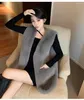 Women's Fur Winter Warm Vest With Big Pockets Young Fashion Lady Faux Coat