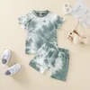 Kl￤der s￤tter 2022 sommar baby pojkar kl￤der mode bundna f￤rgade korta ￤rmar t-shirt elastiska midjor shorts f￶r sm￥barn barnflickor