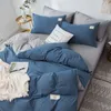 Bedding sets Home Textile Solid Color Duvet Cover Pillow Case Bed Sheet AB Side Quilt Boy Kid Teen Girl Linens Set King Queen 221116