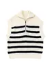 Women's Vests TRAF Women Fashion Front Zip Loose Striped Knit Vest Sweater Vintage High Neck Sleeveless Female Waistcoat Chic Tops 221117