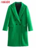 Women's Wool Blends Tangada Women Winter Green Thick Woolen Coats Double Breasted Long Sleeves Pocket Ladies Elegant OverCoat 4M60 221117