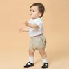 Kledingsets 2022 jongens Spaanse kleding set babyjongen boetiek kinderen handgemaakte gesmokte outfits peuter verjaardag dooppak