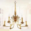 Pendant Lamps Bedroom Antique 6-arm Yellow Copper Chandelier Lighting Palor Dining Room Led Candle Shopcase Cafe Kids Light Fixture