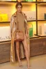 여성 트렌치 코트 패션 패션 황금빛 광택이 밝은 풀 스팽글 구슬 여성 무릎에 대 한 훌륭한 품질 F733