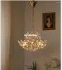 Lâmpadas pendentes Luzes de lustre colorido de bronze europeias para sala de estar quarto el villa liderado por teto interno lâmpada de cristal