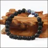 Charm Bracelets Design Fashion Jewelry Wholesale 10Pcs/Lot Mens Beaded Bracelet Black Lava Stone Stretch Yoga Bracelets Drop Delivery Dh7Pq