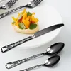 Dijkartikelen Sets Black Zilverware Set 20 -delige roestvrijstalen flatware voor 4 messen en lepels Forks Restaurant