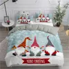 Sängkläder set dubbelsäng set julkartong gnome quilt omslag sovrum tre stycken singel drottning king size deluxe täcke 221116