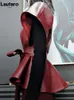 Damesleer Faux Lautaro Spring Luxe Designer Jacket Sashes Red Wine Cape Shawls voor Gothic Cloak Runway Fashion 221117