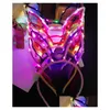 Andere feestelijke feestbenodigdheden Led Light Up Cat Rabbit Mice Muizen Ear Horn Crown Hoofdband ADT Kids Party Gloeiende knipperende haarband Hoop PR DHZ1U