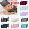 FATAPAESE Silk Pillow Case for Hair Skin Soft Breathable Smooth Both Sided Silky Covers with Envelope Closure King Queen Standard Size 2pcs HK0001 SS1117