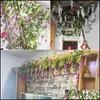 Dekoratif çiçek çelenkler 2m wisteria yapay çiçek asma sarmaşık yaprağı çelenk rattan ip çiçekleri düğün kemeri dekorasyon ev dhok4
