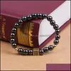 Beaded Black Zircon Box Magnet Beads Strands Bracelet Stone Bracelets Wristband Cuff Women Men Fashion Jewelry Drop Delivery Dhcux