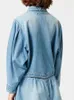 Kamizelki damskie kobiety Blue Mrane dżinsowe kurtkę puchniętą z rękawem Turn-Down Fashion Fashion Fasher krótkometrażowy płaszcz Spring 2022