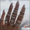 Cluster Rings Diamond Heart Crown Ring Sier Knuckle Set Women Combination Stacking Midi Rings Fashion Jewelry Gift Drop Delivery Dhim0