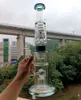Green Glass Bong Recycler Hookahs Oil Burner Dab Rig with Percolator Smoking Pipes for Tobacco