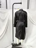 Kvinnor läder faux fall casual mode chic belted trench coat vintage lapel långärmad smal passform fast färgjacka 221117