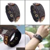 Bangle Retro Floral Branch Bar Id Leather Bangle Button Button Bracciale regolabile Wristand per uomo Donna Fashion Jewelry Drop Deliver Dhpws